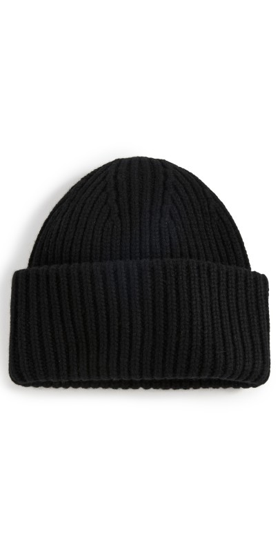 Carolina Amato H155 Ribbed Beanie Black
