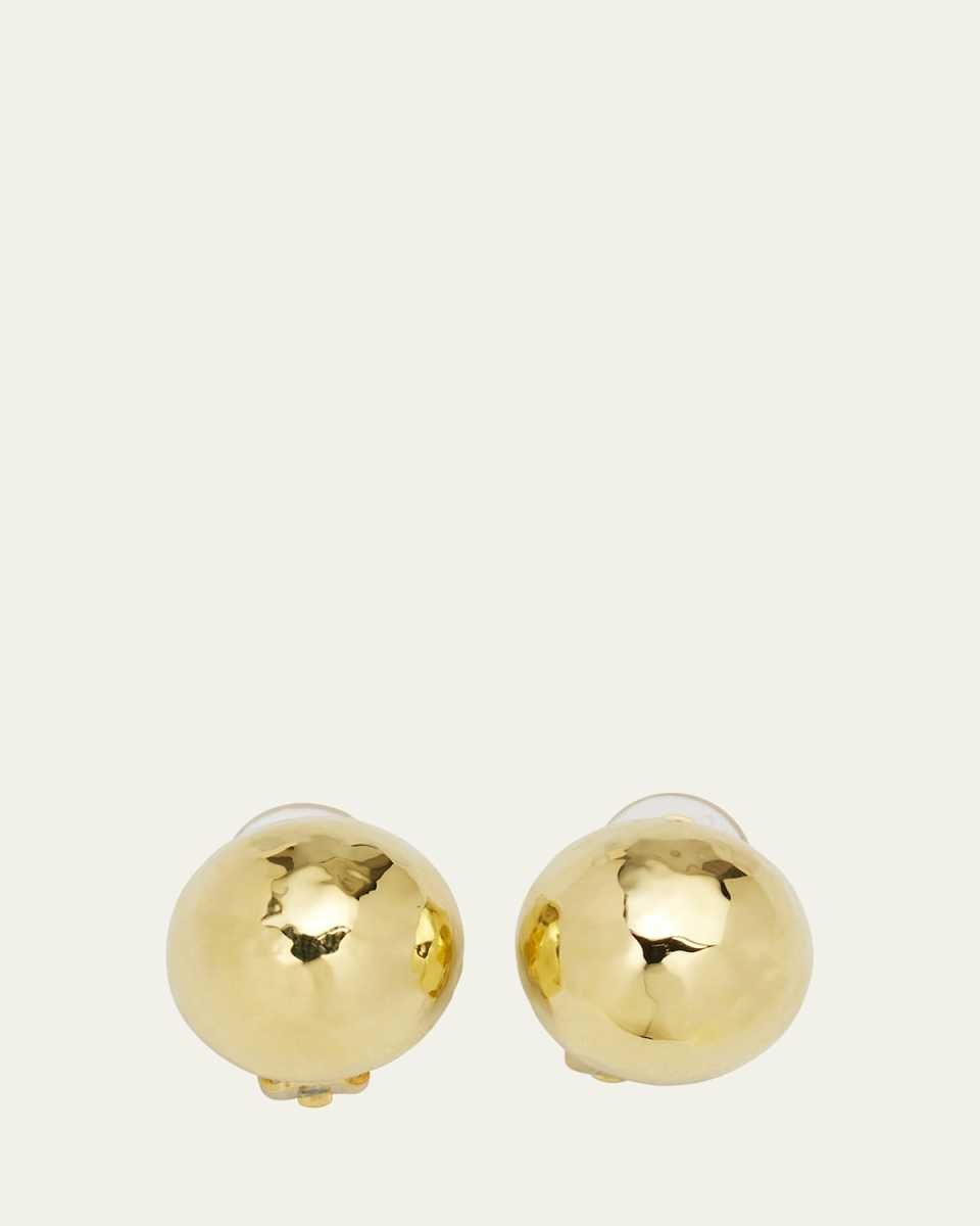 Medium Hammered Pinball Clip Stud Earrings in 18K Gold