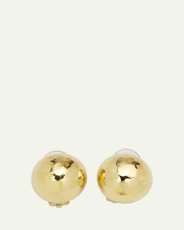 Medium Hammered Pinball Clip Stud Earrings in 18K Gold