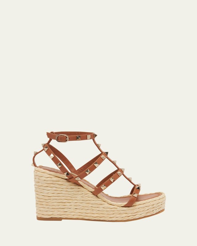Rockstud Caged Wedge Espadrille Sandals
