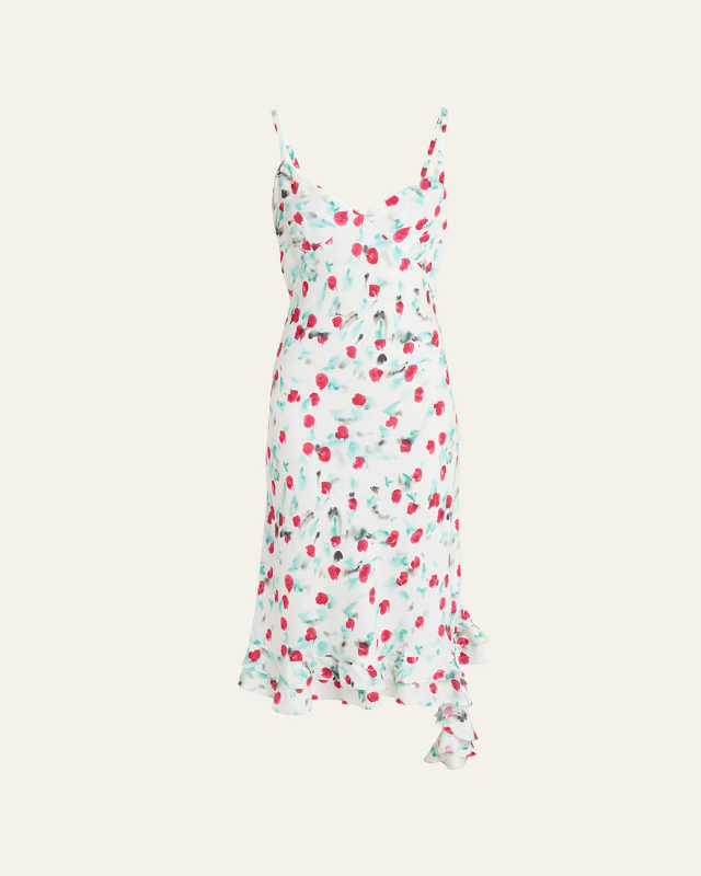 Watercolor Floral Ruffle Tiered Midi Dress