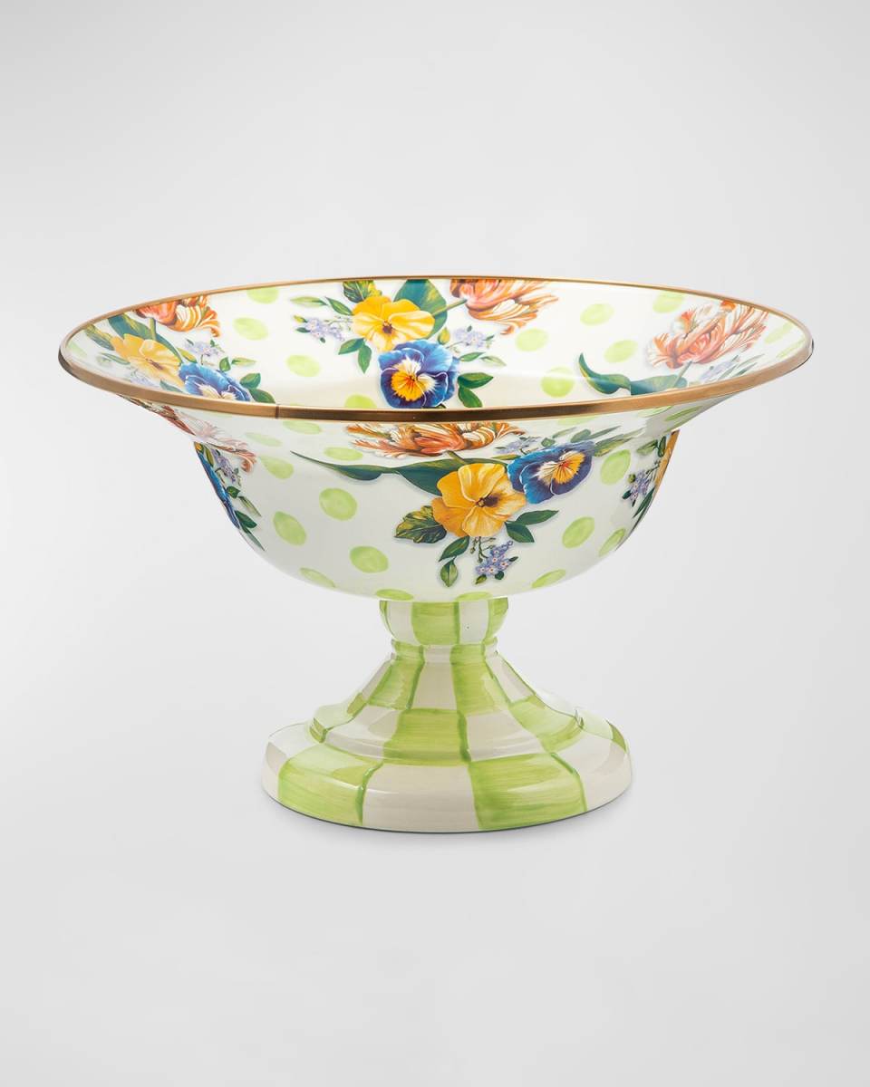 Wildflowers Enamel Large Compote Green