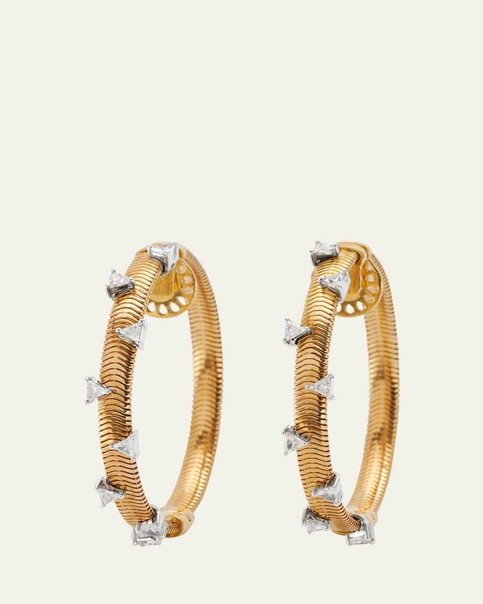 Feelings 18k Yellow Gold Scattered Diamond Hoop Earrings