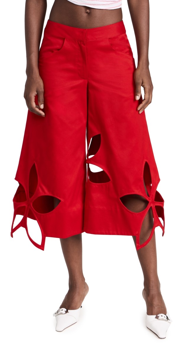Rosie Assoulin Flower Stamp Pants Red