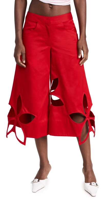 Rosie Assoulin Flower Stamp Pants Red