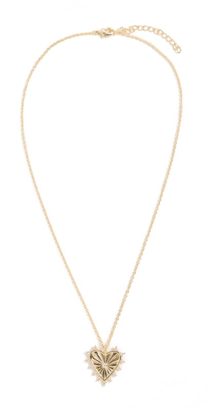 By Adina Eden Pave Outlined Heart Necklace Gold