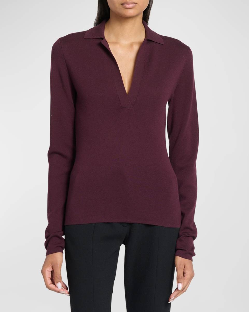 Samira Long-Sleeve Polo Top