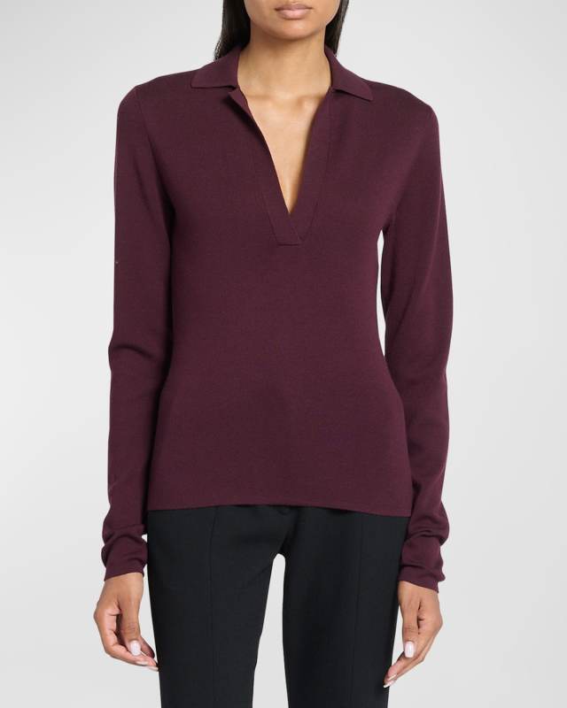 Samira Long-Sleeve Polo Top
