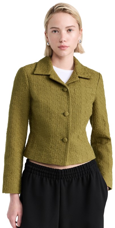 Proenza Schouler White Label Quinn Jacket in Tweed Olive