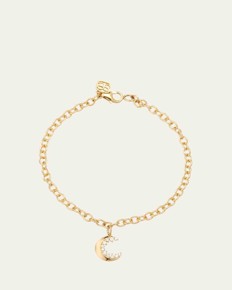 14k Gold Small Cocktail Bracelet with Crescent Moon Charm