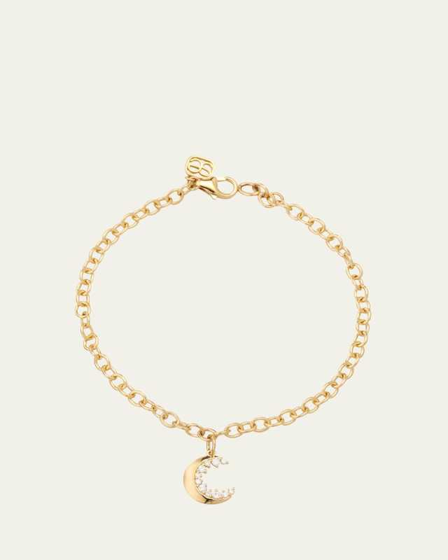 14k Gold Small Cocktail Bracelet with Crescent Moon Charm