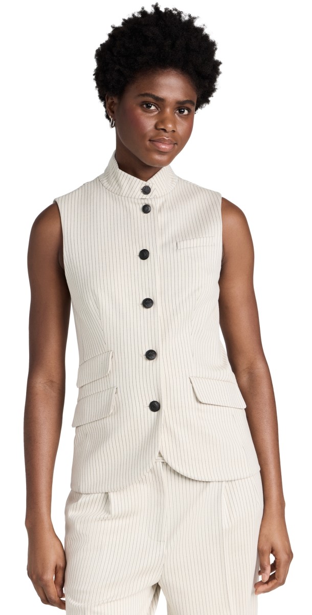 rag & bone Ponte Slade Vest Ivory Stripe