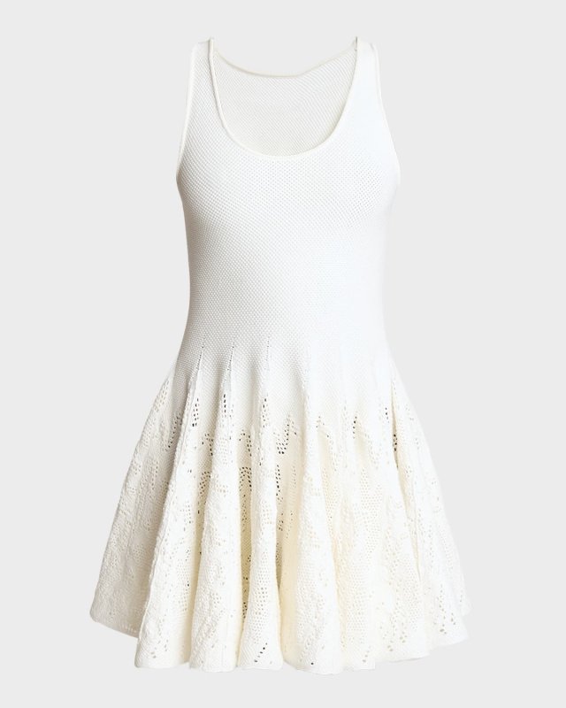 Flared Skater Mini Dress with Lace Detail
