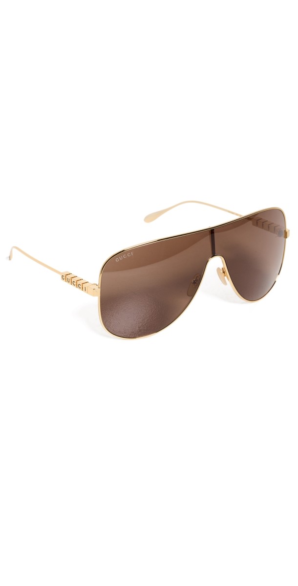 Gucci Mask Sunglasses Gold-Gold-Brow