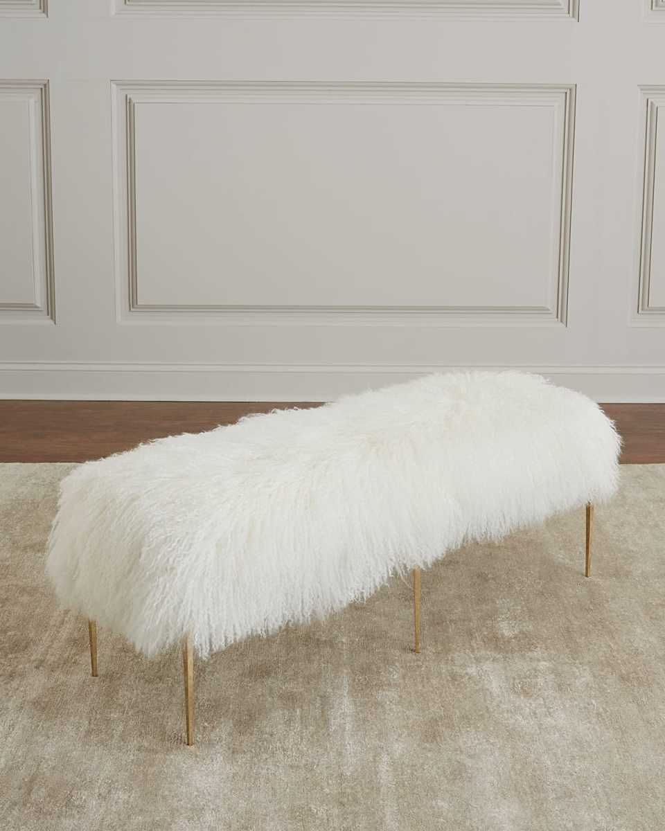 Antanette Sheepskin Bench with Stiletto Legs