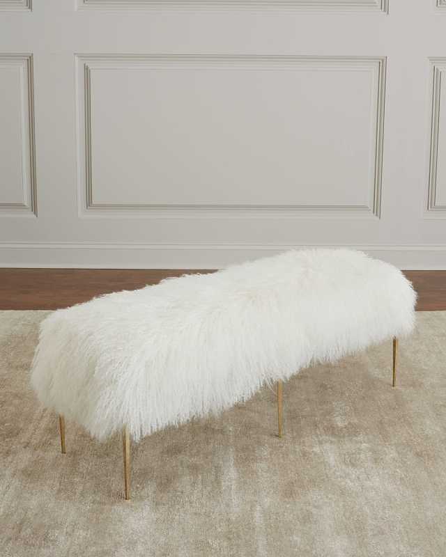 Antanette Sheepskin Bench with Stiletto Legs