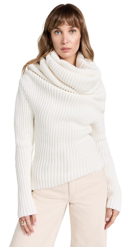 A. W.A. K.E. MODE Knit Snood Top Ivory