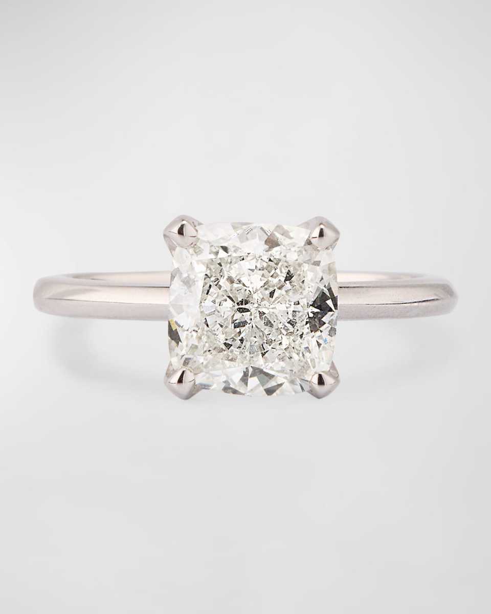 Lab Grown Diamond Platinum Cushion Ring, 3.10tcw, Size 6