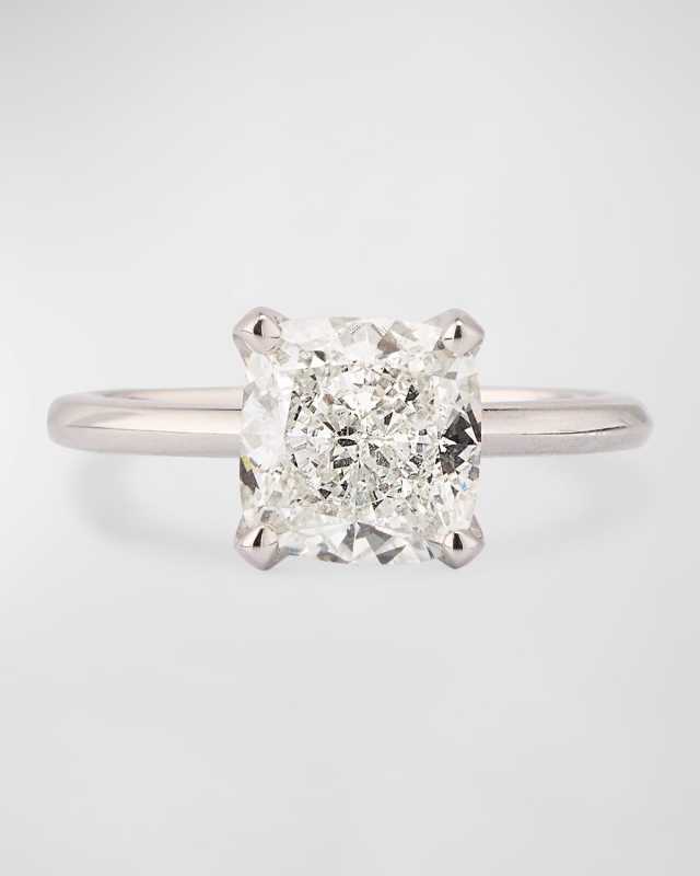 Lab Grown Diamond Platinum Cushion Ring, 3.10tcw, Size 6