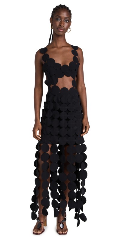 A. W.A. K.E. MODE Multi Circle Asymmetric Dress Black