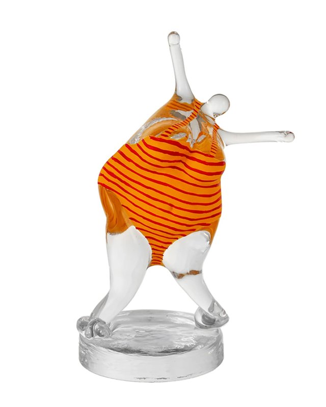 Happiness Glass Sculpture, Yellow/Red