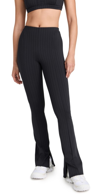 Alo Yoga High Waist Pinstripe Zip It Flare Leggings Anthracite/Black