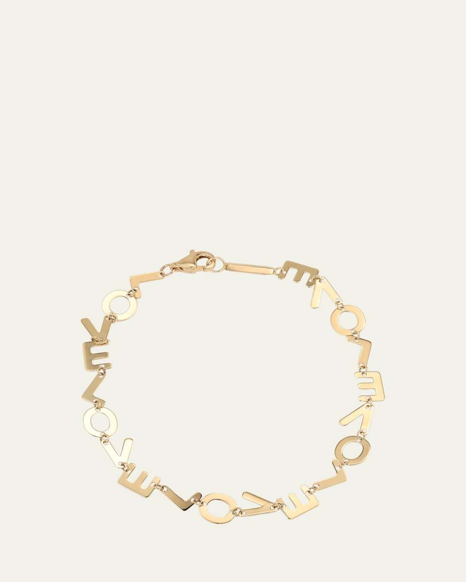 14K Gold Laser LOVE Chain Bracelet