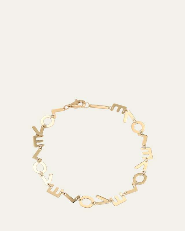 14K Gold Laser LOVE Chain Bracelet