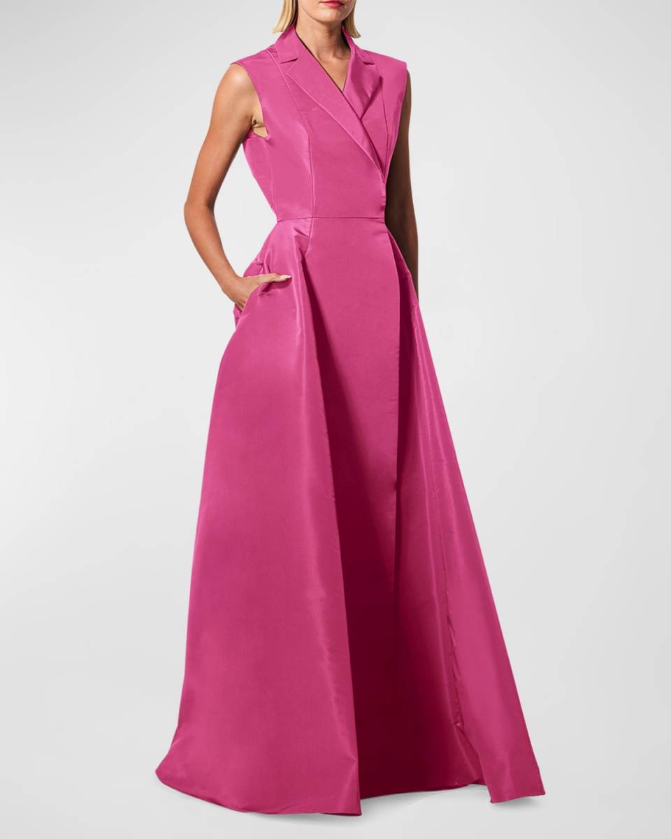 Sleeveless Trench Gown with Pockets