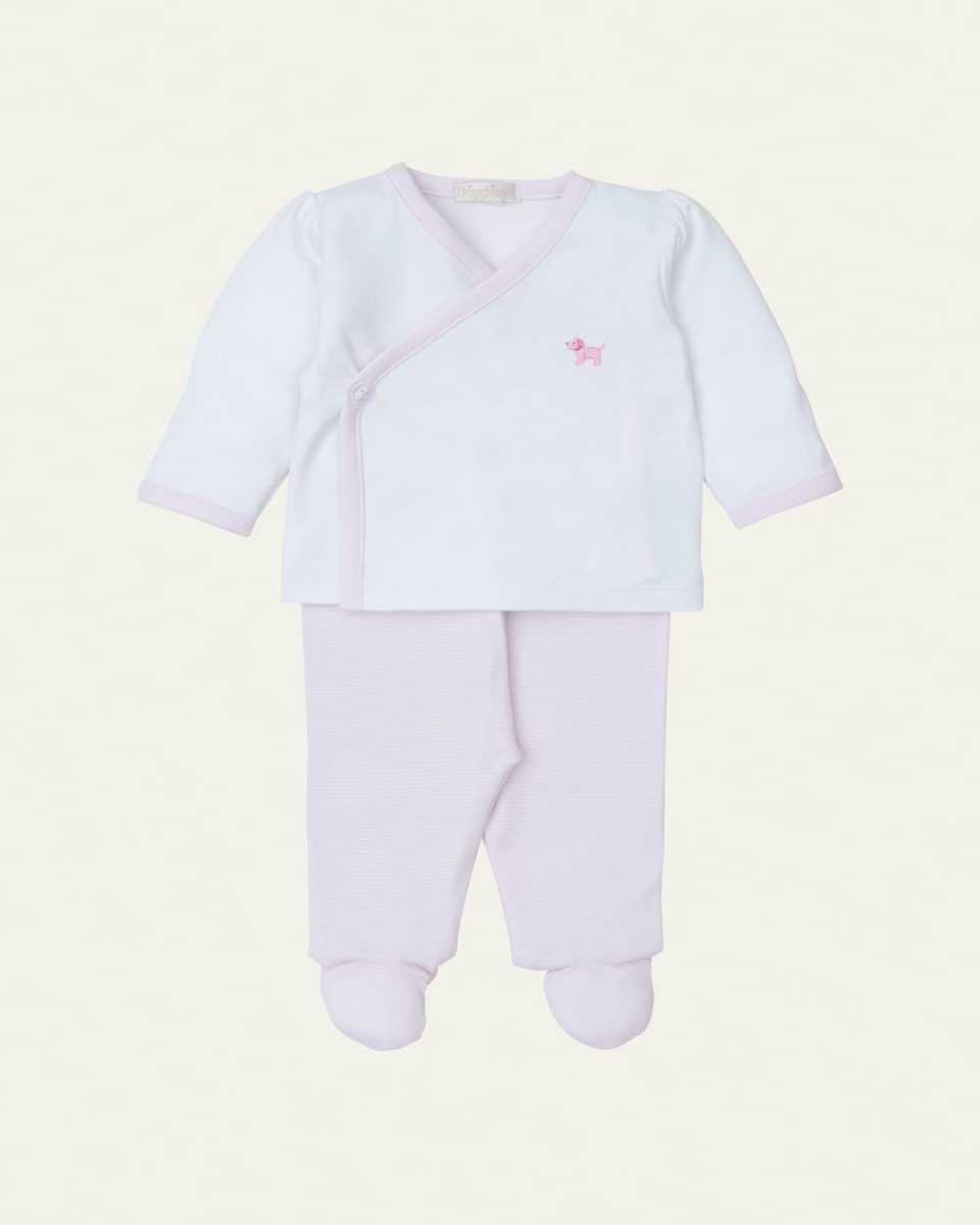 Girl's Premier Puppies Footed Pant Set, Size Newborn-9M