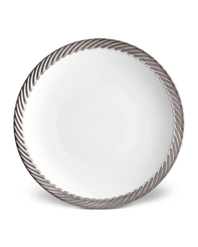 Corde Dinner Plate, White/Silver