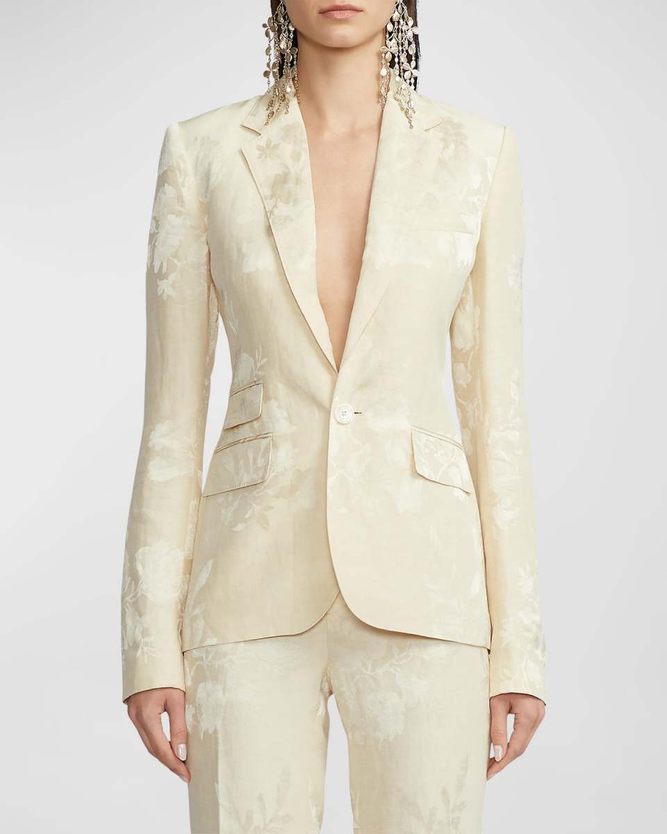 Parker Floral Jacquard Single-Breasted Blazer Jacket