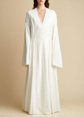Khaite Leif gathered twill maxi dress
