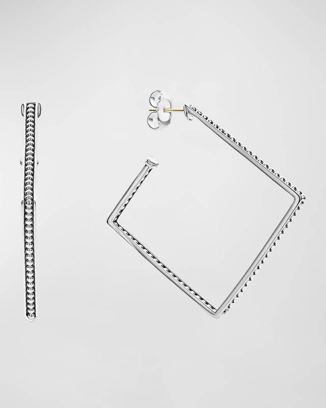 Signature Caviar Square Hoop Earrings, 40mm