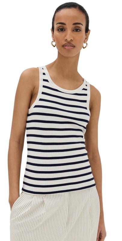 Niliotan Jennifer Rib Tank Ivory/Navy Stripe