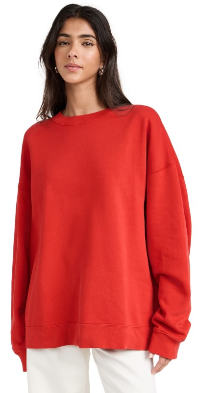 RE/DONE Oversized Crewneck Sweatshirt Cherry