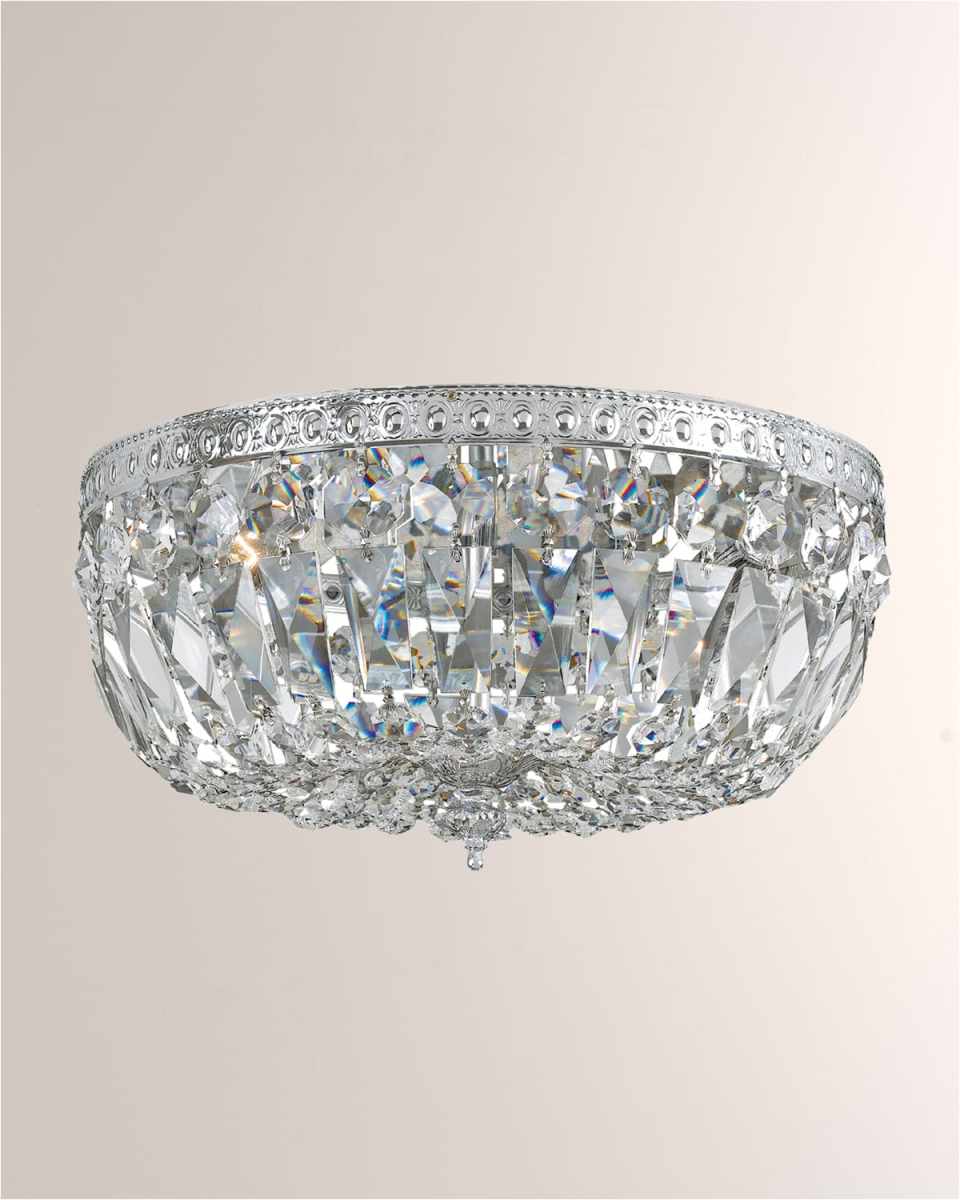 Clear Hand-Cut Chrome 3-Light Ceiling Mount Fixture