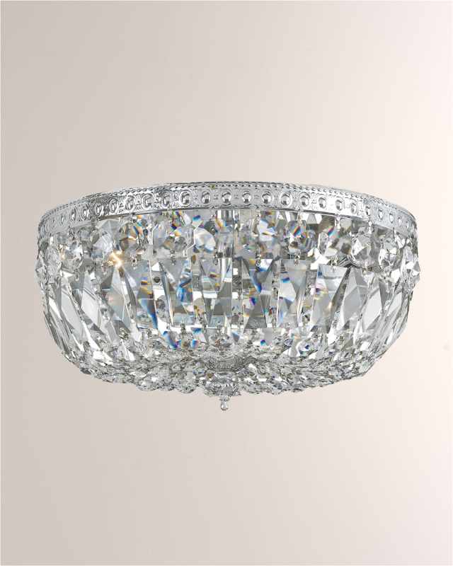 Clear Hand-Cut Chrome 3-Light Ceiling Mount Fixture