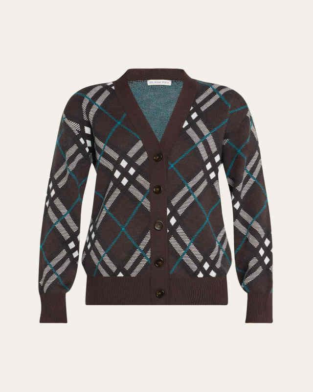 Check Wool Mohair Cardigan