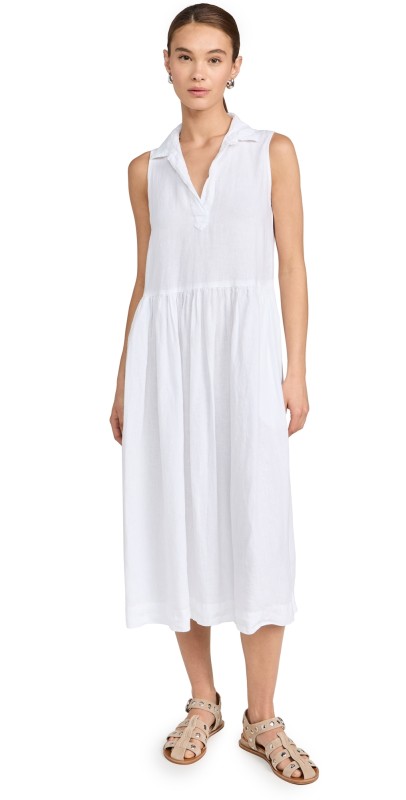 Frank & Eileen Popover Sleeveless Shirtdress White