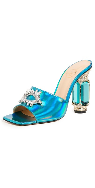 Nalebe Aurum Mules In Blue Iridescent Blue Iridescent