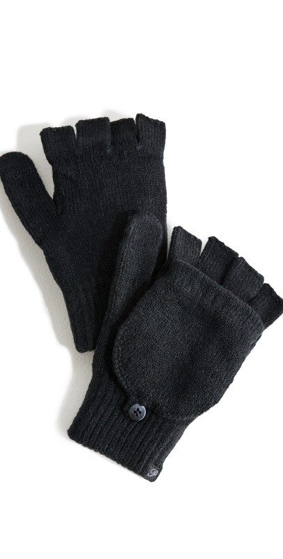 Plush Fleece Lined Texting Mittens Black