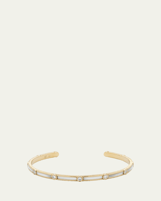 Rayon Bangle in Mother-of-Pearl, 18K Yellow Gold and Diamonds