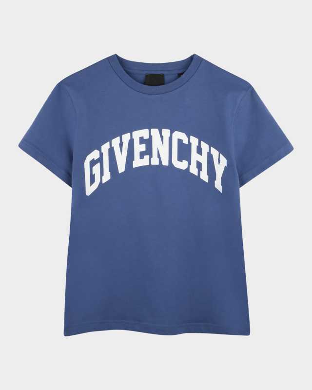 Boy's Curved Logo-Print T-Shirt, Size 8-14