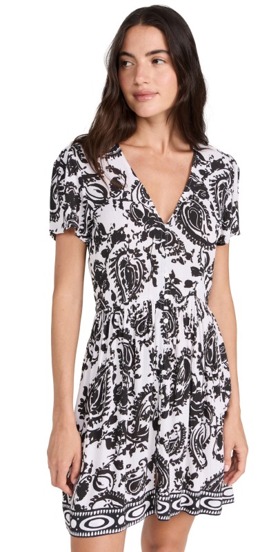 Playa Lucila Button Mini Dress Black/White Print