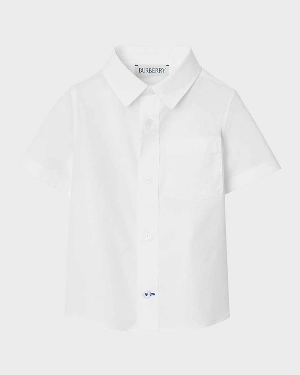 Boy's Owen EKD Stretch Cotton Poplin Short-Sleeve Shirt, Size 6m-24m