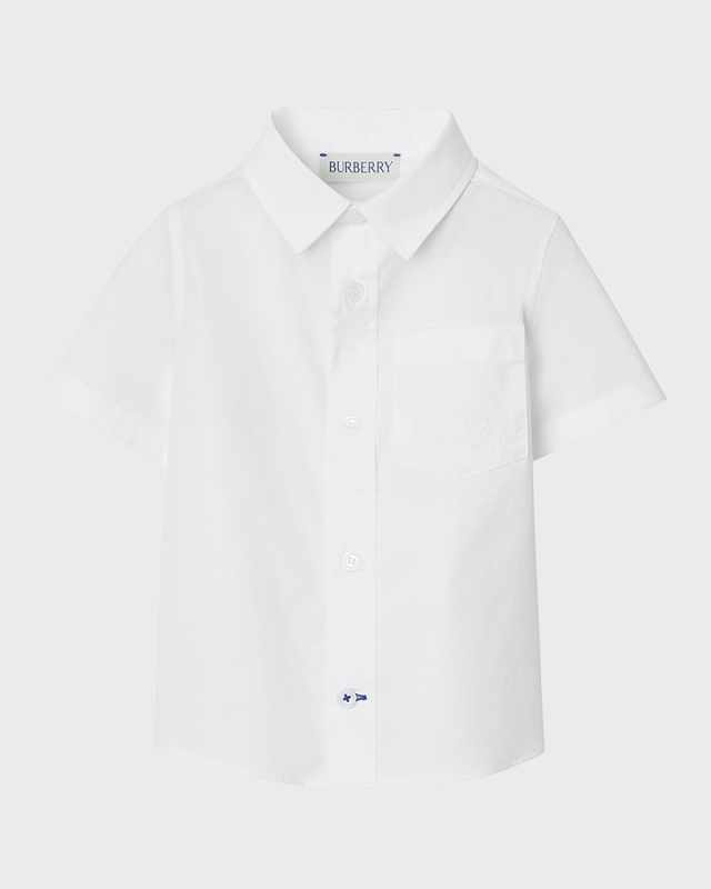 Boy's Owen EKD Stretch Cotton Poplin Short-Sleeve Shirt, Size 6m-24m