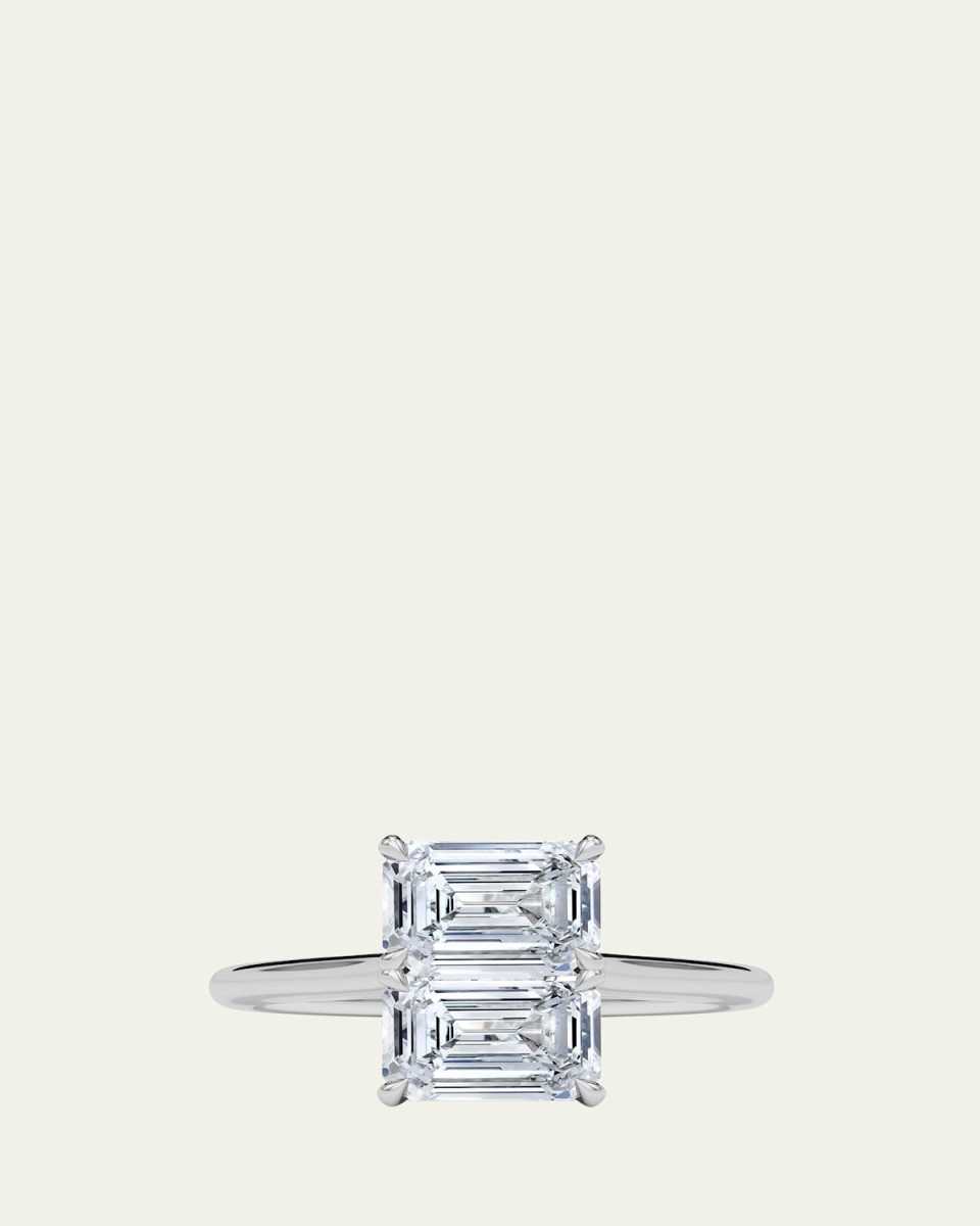 18K Emerald Lab Grown Diamond East-West Twin Ring