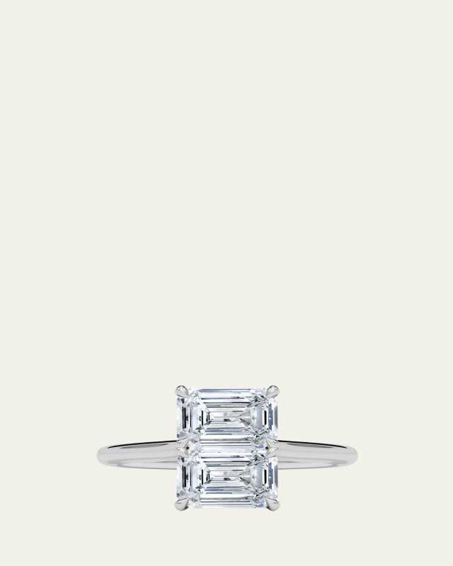 18K Emerald Lab Grown Diamond East-West Twin Ring