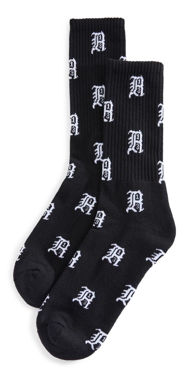 R13 R13 Allover Logo Socks Black